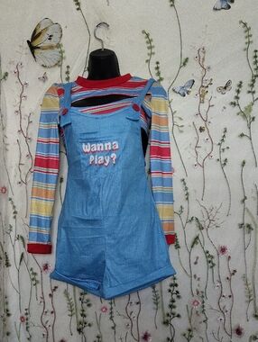 Chucky Wanna Play? Halloween Costume - 2 Piece Set Scary Killer Doll Romper